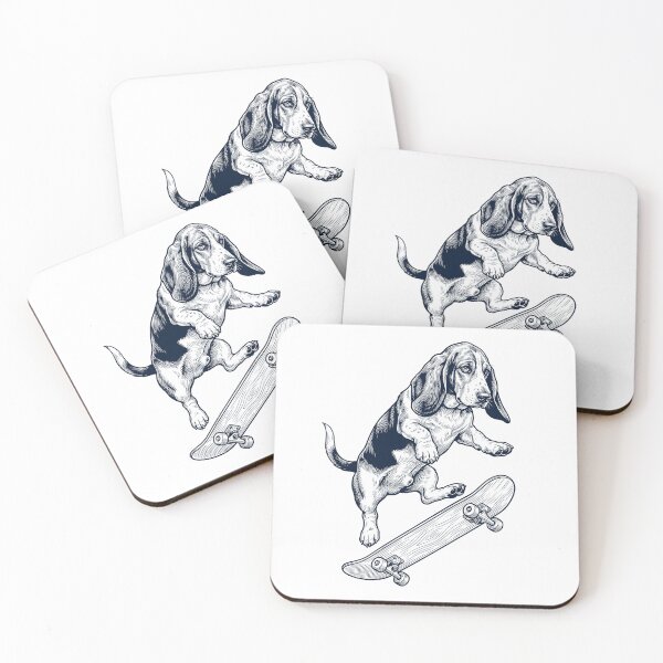 Item preview, Vintage Basset Hound Skateboarding Skate Dog Dad Lover designed and sold by DoodleTortle.