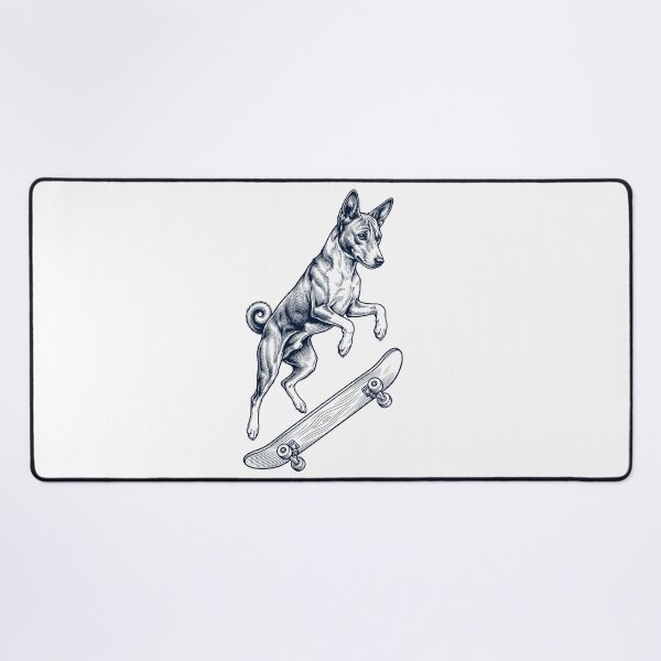 Item preview, Vintage Basenji Skateboarding Skate Dog Dad Lover designed and sold by DoodleTortle.