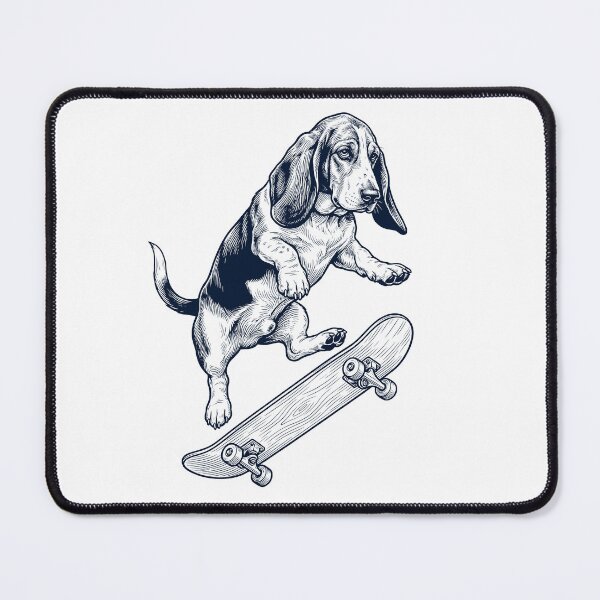 Item preview, Vintage Basset Hound Skateboarding Skate Dog Dad Lover designed and sold by DoodleTortle.