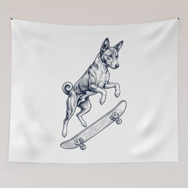 Item preview, Vintage Basenji Skateboarding Skate Dog Dad Lover designed and sold by DoodleTortle.