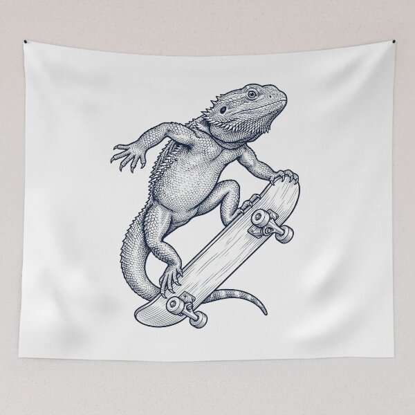 Item preview, Vintage Bearded Dragon Skateboarding Skate Animal Lover designed and sold by DoodleTortle.