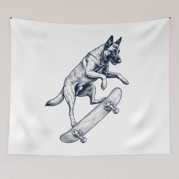 Item preview, Vintage Belgian Malinois Skateboarding Skate Dog Dad Lover designed and sold by DoodleTortle.