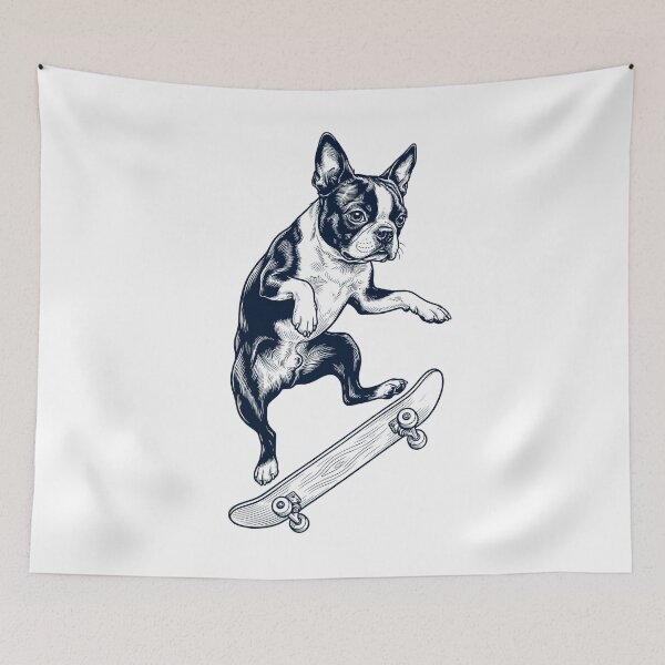Item preview, Vintage Boston Terrier Skateboarding Skate Dog Dad Lover designed and sold by DoodleTortle.