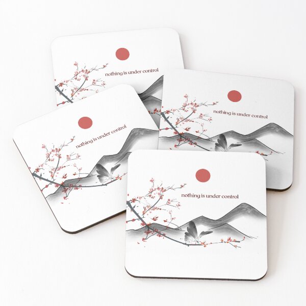 Item preview, Minimalist Japanese Sumi-e Art - Nothing is Under Control with Cherry Blossom and Butterfly - Funny Philosophical Gift designed and sold by NRB design.
