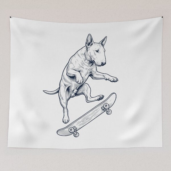 Item preview, Vintage Bull Terrier Skateboarding Skate Dog Dad Lover designed and sold by DoodleTortle.