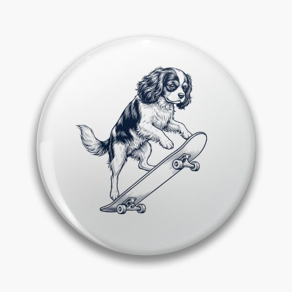 Item preview, Vintage Cavalier King Charles Spaniel Skateboarding Skate Dog Dad Lover designed and sold by DoodleTortle.
