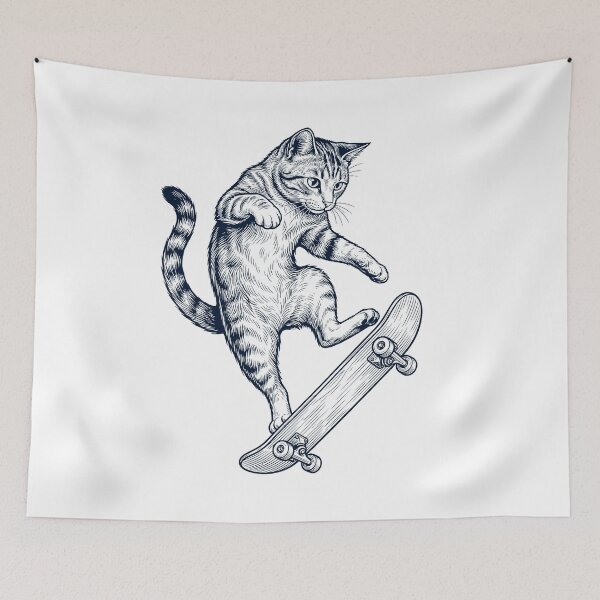 Artikelvorschau, Vintage-Katzen-Skateboarden, Skate-Tierliebhaber entworfen und verkauft von DoodleTortle.