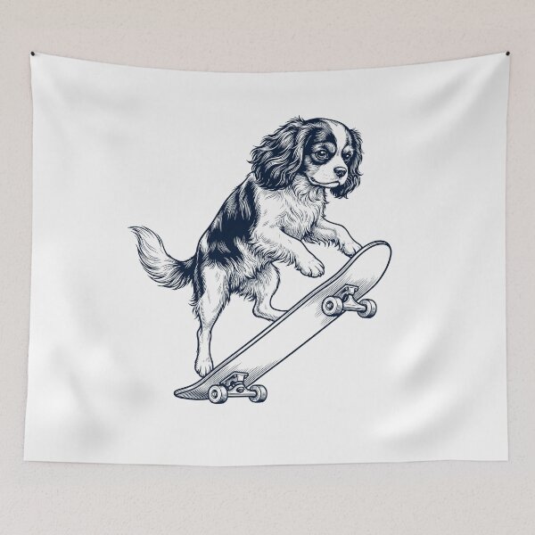 Item preview, Vintage Cavalier King Charles Spaniel Skateboarding Skate Dog Dad Lover designed and sold by DoodleTortle.