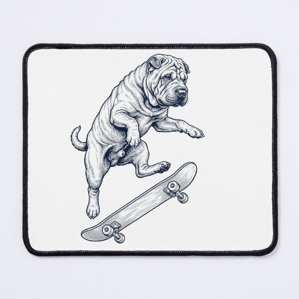 Item preview, Vintage Chinese Shar Pei Skateboarding Skate Dog Dad Lover designed and sold by DoodleTortle.