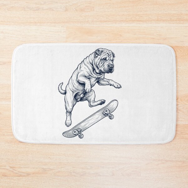 Item preview, Vintage Chinese Shar Pei Skateboarding Skate Dog Dad Lover designed and sold by DoodleTortle.