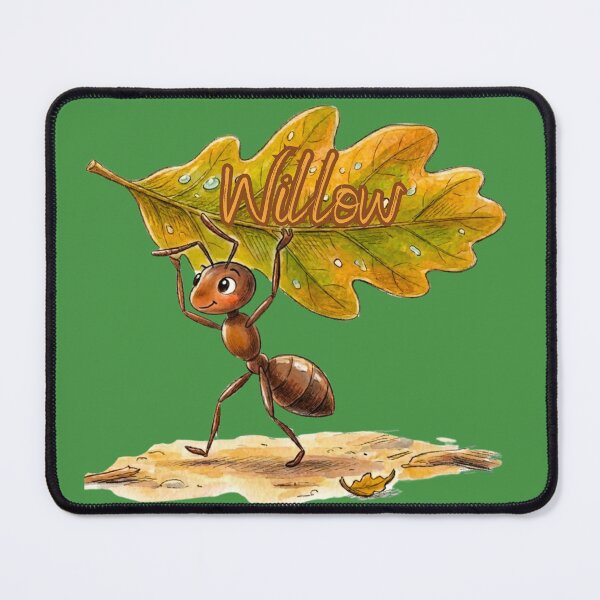 Item preview, Cute Ant Carrying Oak Leaf – Personalized Name Willow Watercolor Art designed and sold by MBBialyPiksel.