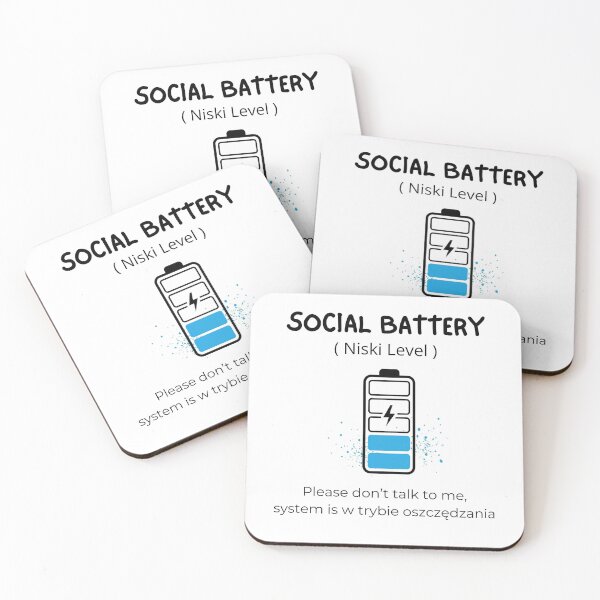 Item preview, White Social Battery Niski Level - Funny Polish English Introvert  designed and sold by VibePolinglish.
