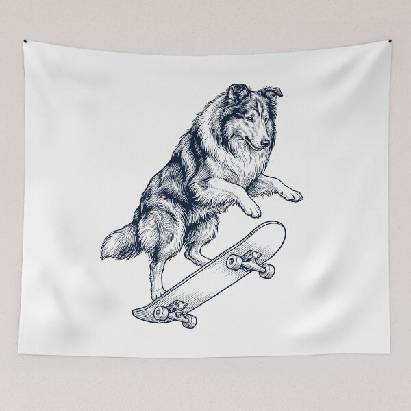Item preview, Vintage Collie Skateboarding Skate Dog Dad Lover designed and sold by DoodleTortle.