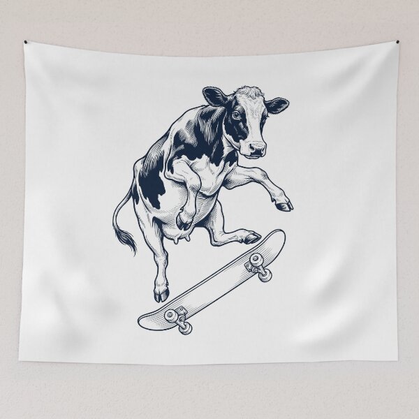 Item preview, Vintage Cow Skateboarding Skate Animal Lover designed and sold by DoodleTortle.
