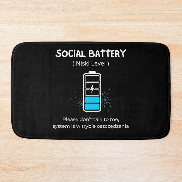 Item preview, Black Social Battery Niski Level - Funny Polish English Introvert  designed and sold by VibePolinglish.