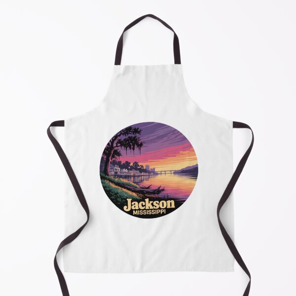 Item preview, Jackson Mississippi: Retro Sunset Riverfront Skyline Illustration designed and sold by CircinusStore.