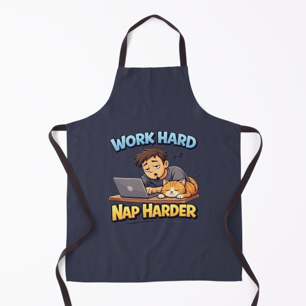 Item preview, Work Hard Nap Harder Cat Funny Motivational Cartoon designed and sold by JVDesignsShop.