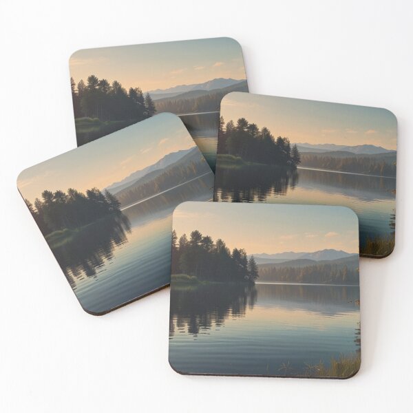 Item preview, Golden hour over a calm lake designed and sold by Izabela Włodarczyk.