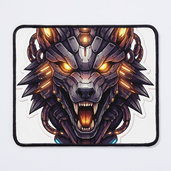 Item preview, Mecha Cyberpunk Wolf Neon Robot Head Art designed and sold by Super beautiful art.