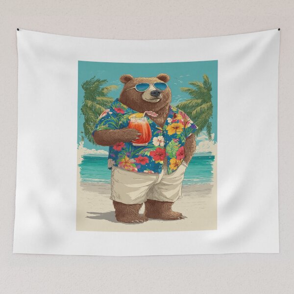 Item preview, Tropical Bear Hawaiian Shirt Beach Vacation Drink designed and sold by NicolasGlowArt.