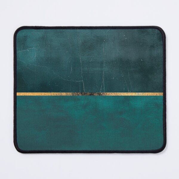 Item preview, Minimalist design in petrol green with gold line – Modern abstract art designed and sold by CosmicGlyph.