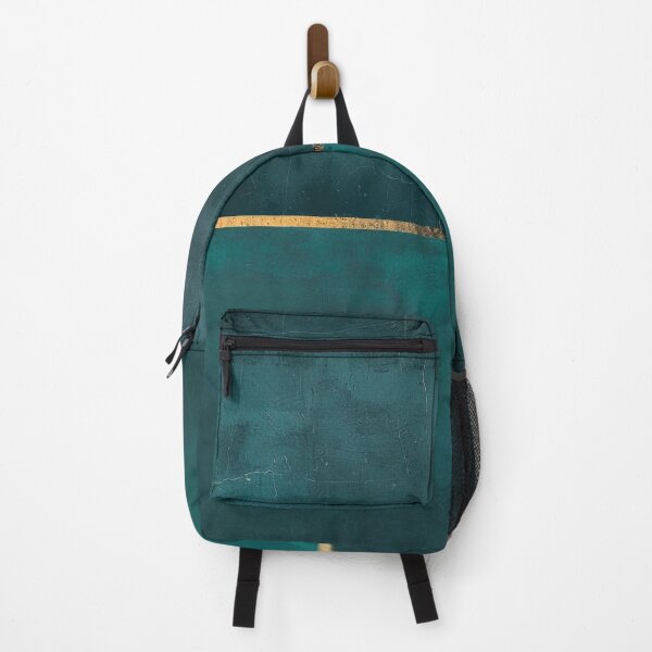 Item preview, Minimalist design in petrol green with gold line – Modern abstract art designed and sold by CosmicGlyph.