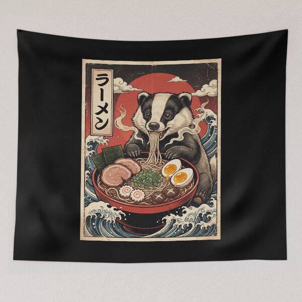 Item preview, Vintage Badger Ramen Japanese Kawaii Anime Animal Lover designed and sold by TerryConnells.