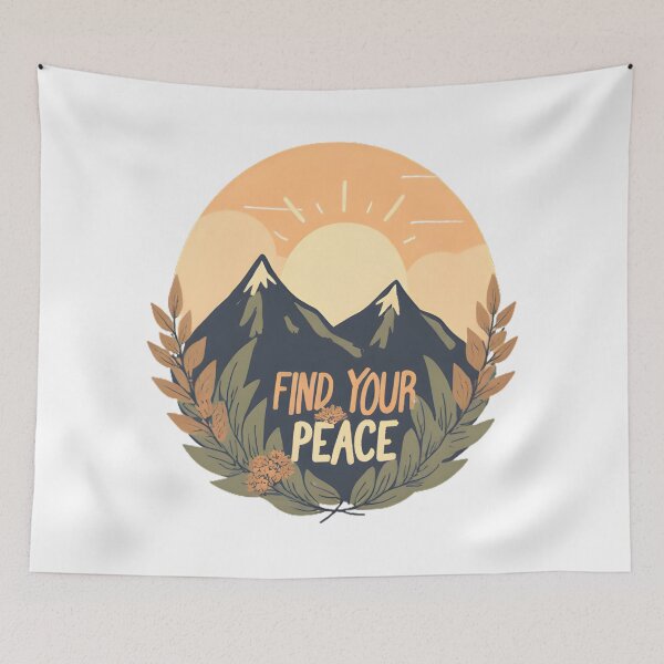 Item preview, Find Your Peace Mountain Sunset Nature Illustration designed and sold by Kavya Art.