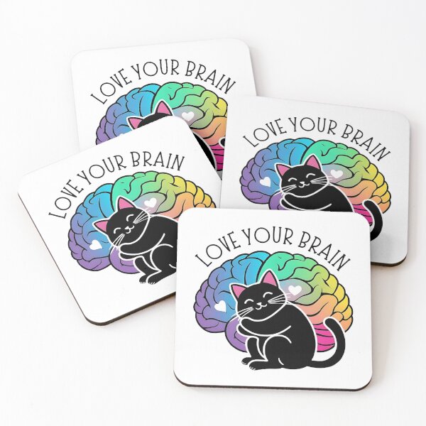 Item preview, Love Your Brain Cat Design – Neurodiversity Pride Shirt, Cute Black Cat ADHD Autism Awareness designed and sold by MindScience4You.