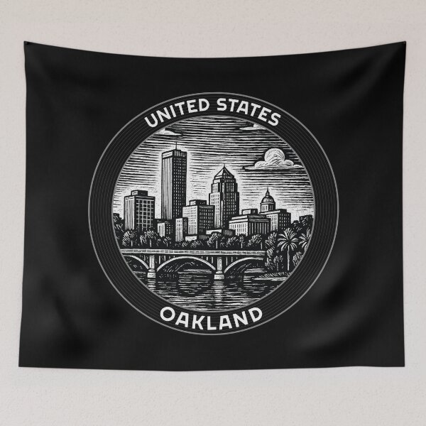 Item preview, Oakland USA Linocut Style  designed and sold by Thistle-TShop.