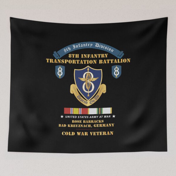 Item preview, 8th Infantry Division Scroll -8th Transportation Battalion - Rose Barracks, Bad Kreuznach, Germany - Cold War Vet w COLD SVC X 300 designed and sold by Military Insignia Products.
