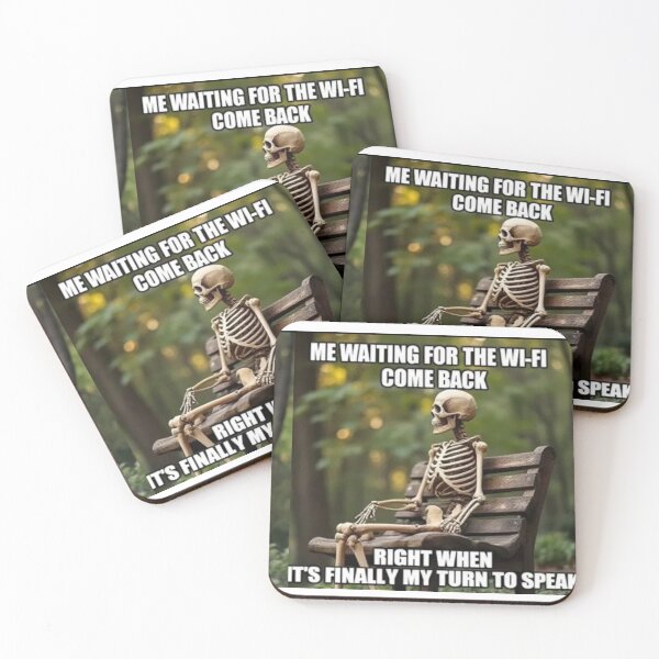 Item preview, Me Waiting for WiFi – Relatable Skeleton Meme designed and sold by EchoWave11.