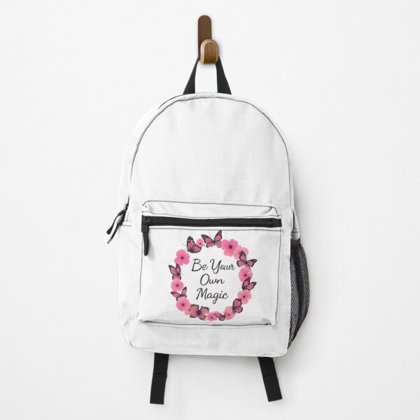 Item preview, Be Your Own Magic – Pink Butterfly Floral Wreath Motivational Design designed and sold by Kavya Art.