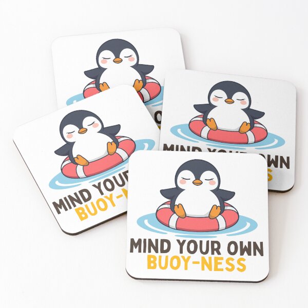 Item preview, Mind Your Own Buoy-ness Kawaii Penguin Pun designed and sold by PunTeestic.