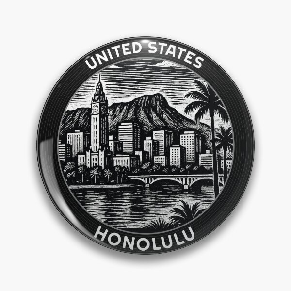 Item preview, Honolulu USA Linocut Style  designed and sold by Thistle-TShop.