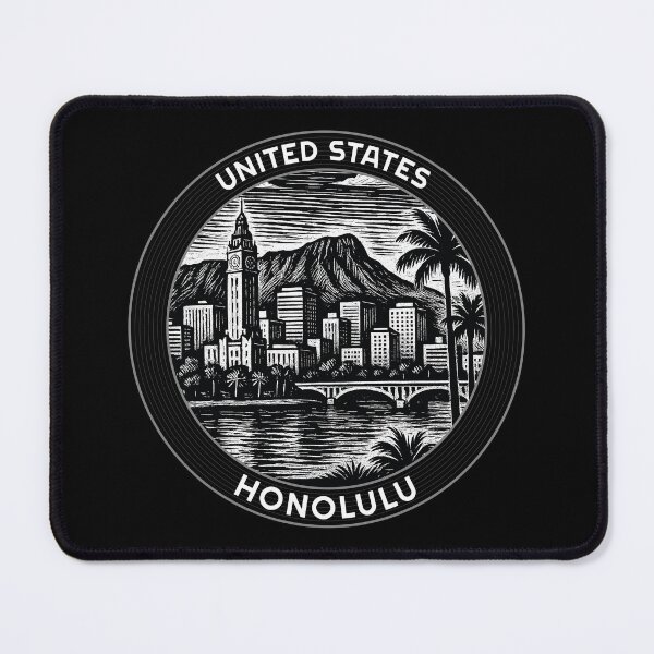 Item preview, Honolulu USA Linocut Style  designed and sold by Thistle-TShop.