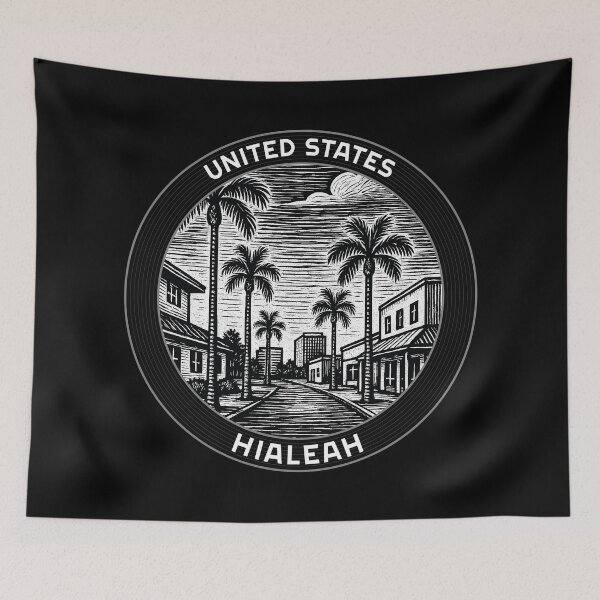 Item preview, Hialeah USA Linocut Style  designed and sold by Thistle-TShop.