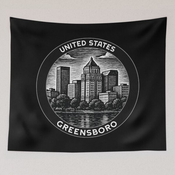 Artikelvorschau, Linolschnittstil aus Greensboro, USA entworfen und verkauft von Thistle-TShop.