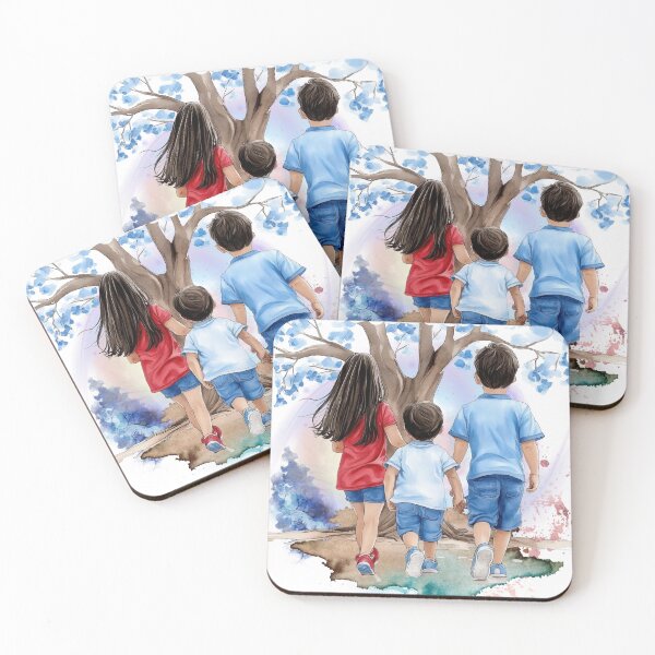 Item preview, Siblings Walking Together – Family Love Art, Childhood Memories, Brother Sister Bond, Heartwarming Illustration designed and sold by ChenEngEng.
