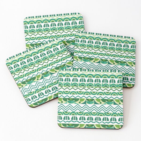 Item preview, Mid‑Century Modern Geometric Pattern – Retro Green & Teal Abstract Design designed and sold by CreativeCanvas8.