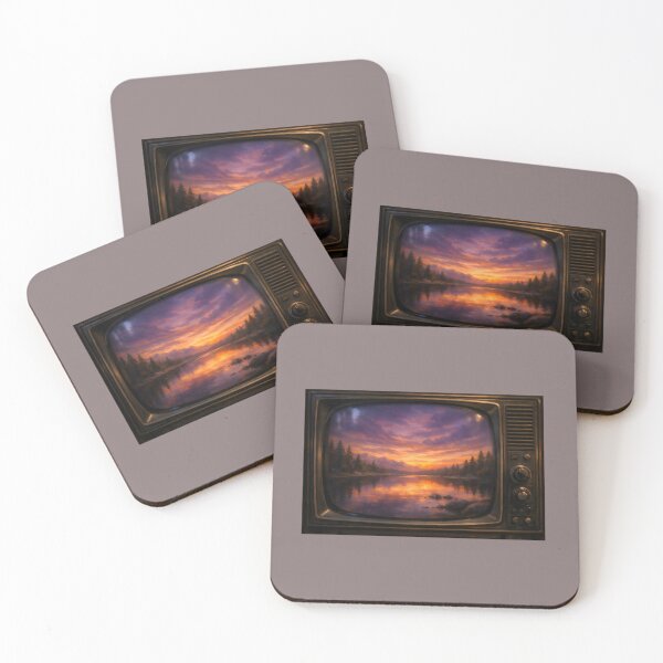 Item preview, Retro TV Sunset Nature Landscape Bob Ross Inspired designed and sold by SplashTastic.