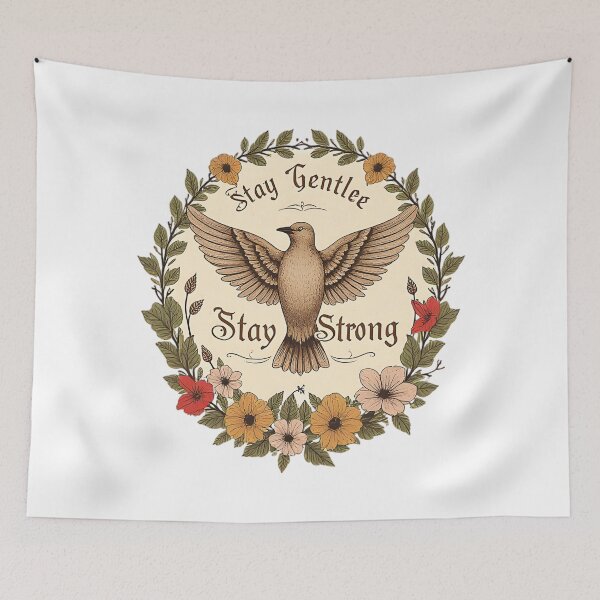 Item preview, Stay Gentle Stay Strong Vintage Bird Floral Aesthetic Design designed and sold by Kavya Art.