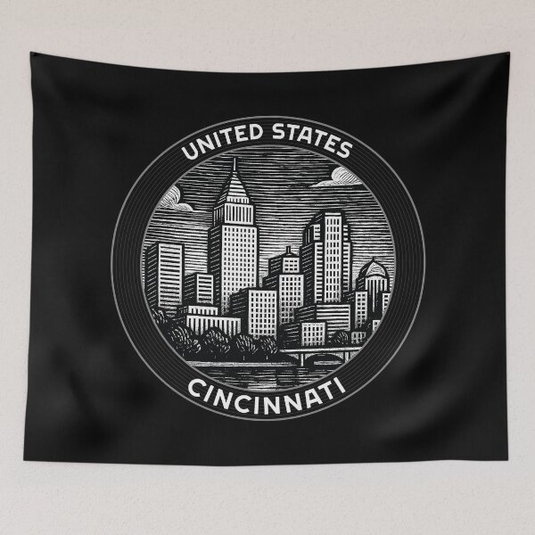 Item preview, Cincinnati USA Linocut Style  designed and sold by Thistle-TShop.