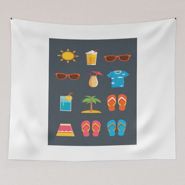 Item preview, Summer Beach Vacation Tropical Icons Design designed and sold by NicolasGlowArt.