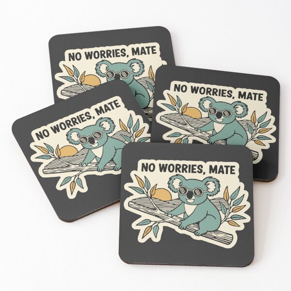 Item preview, "No Worries Mate" Funny Retro Chill Koala Australian Slang designed and sold by Cipher & Soul.