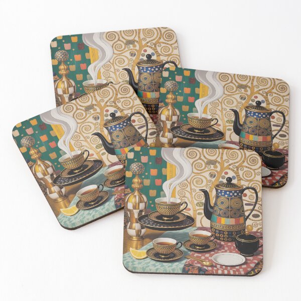 Item preview, Klimt Inspired Tea Still Life – Art Nouveau Gold Teapot Luxury Wall Art designed and sold by Tamas Das.