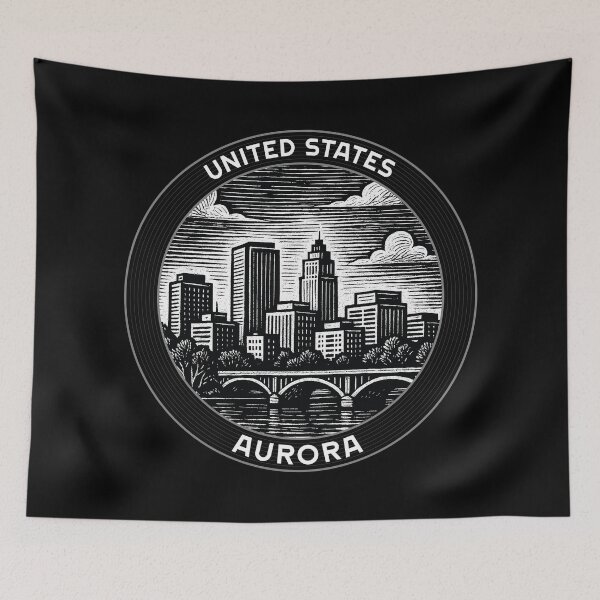 Artikelvorschau, Aurora USA Linolschnitt-Stil entworfen und verkauft von Thistle-TShop.