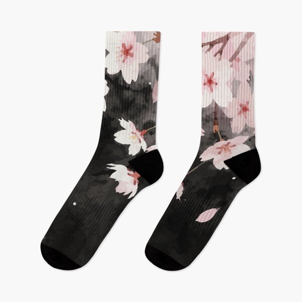 Item preview, Elegant Sakura Blossom Pattern on Black – Japanese Cherry Flower Aesthetic Design designed and sold by RidaSalArt.