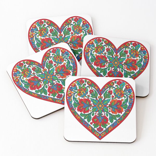 Item preview, Folk Floral Heart – Colorful Slavic Folk Art Design designed and sold by myforestfog.