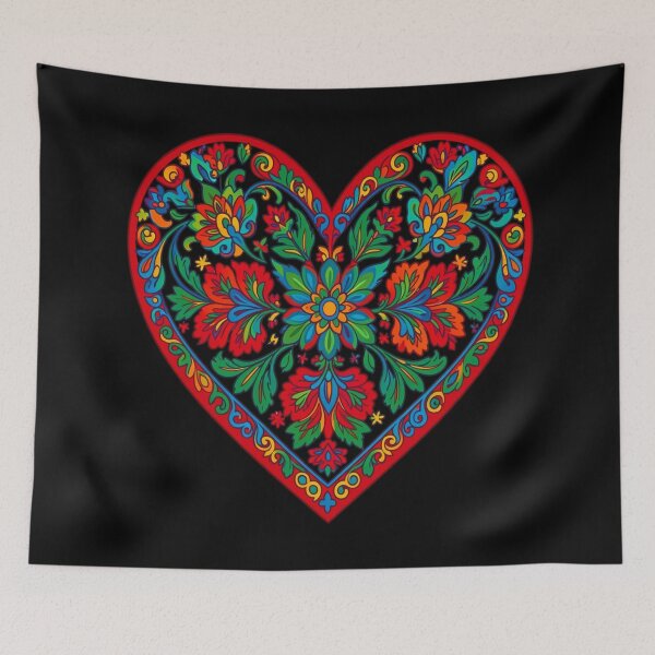 Item preview, Folk Floral Heart – Colorful Slavic Folk Art Design designed and sold by myforestfog.